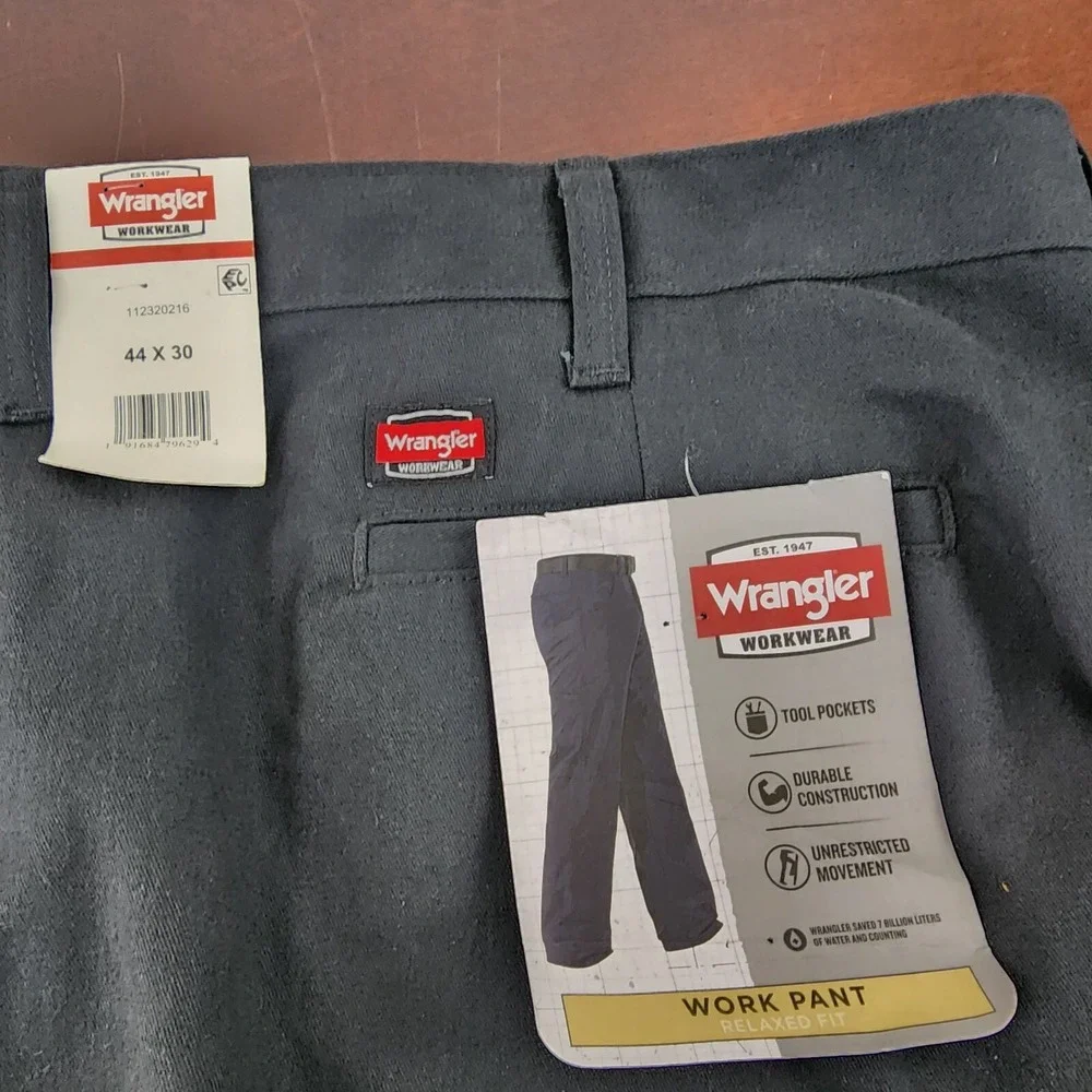 Men's Wrangler 44 X 30 Workwear Relaxed Fit Work‎ Pants Black Tool Pockets